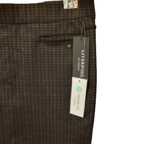 Liverpool Ezra Black and Brown Grid Pattern Knit Pencil Skirt Size 12/31 (L) NWT - Picture 4 of 10